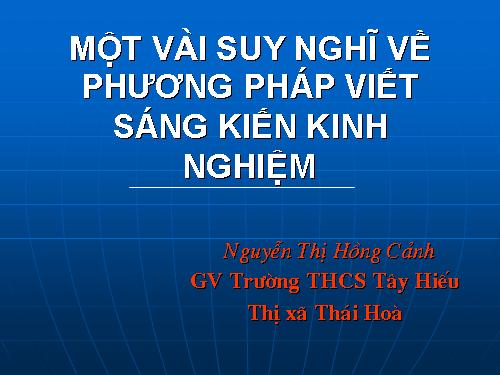 Bố cục trình bày sáng kiến kinh nghiệm