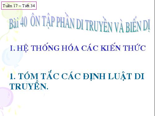 Bài 40. Ôn tập phần Di truyền và biến dị