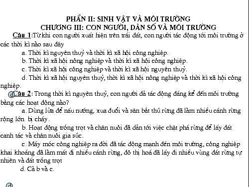 Trắc nghiệm sinh học 9