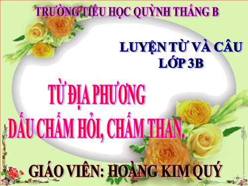 Tuần 13. MRVT: Từ địa phương. Dấu chấm hỏi, chấm than