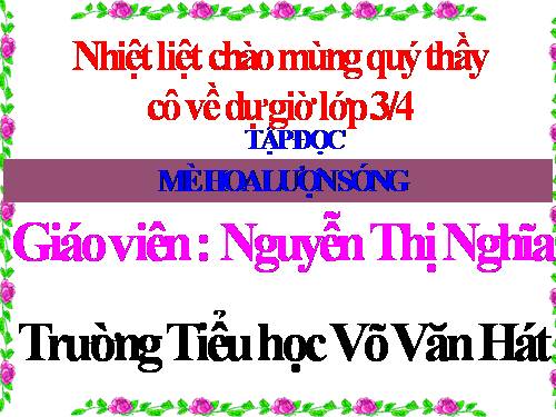 Tuần 32. Mè hoa lượn sóng