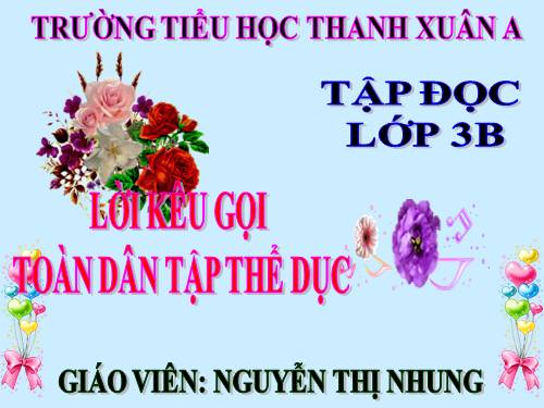 Tuần 29. Lời kêu gọi toàn dân tập thể dục