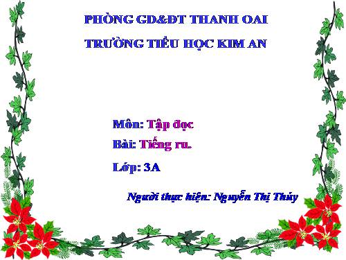 Tuần 8. Tiếng ru