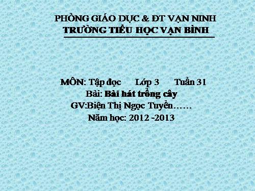 Tuần 31. Bài hát trồng cây