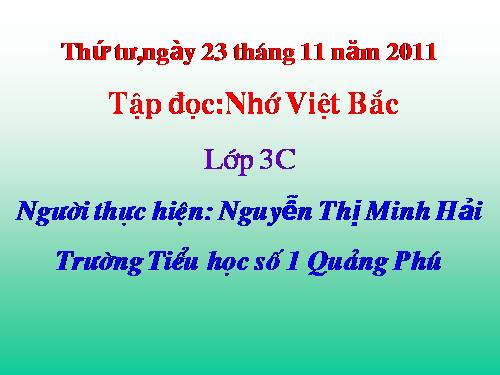 Tuần 14. Nhớ Việt Bắc