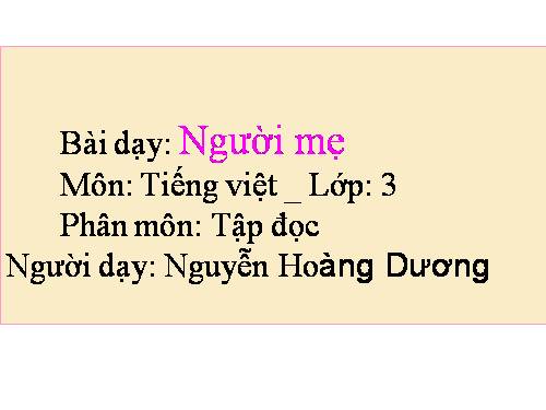 Tuần 4. Người mẹ