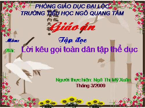 Tuần 29. Lời kêu gọi toàn dân tập thể dục