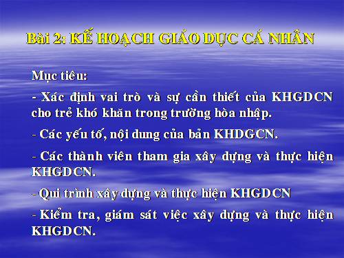 Kế hoạch giáo dục cá nhân cho trẻ KT