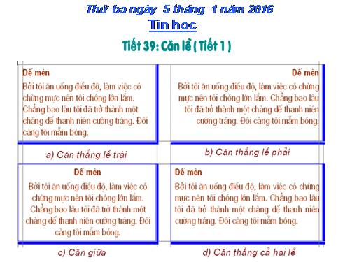 Chương V. Bài 2. Căn lề