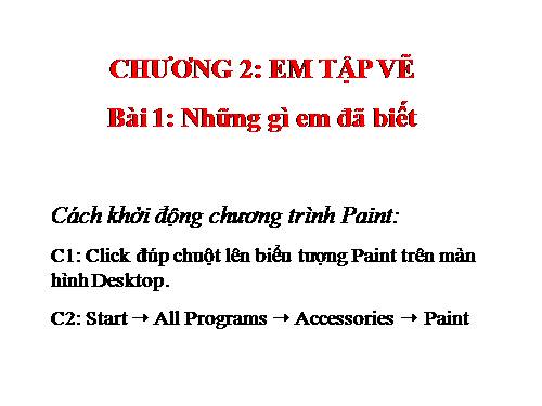 Chương II. Bài 1. Những gì em đã biết