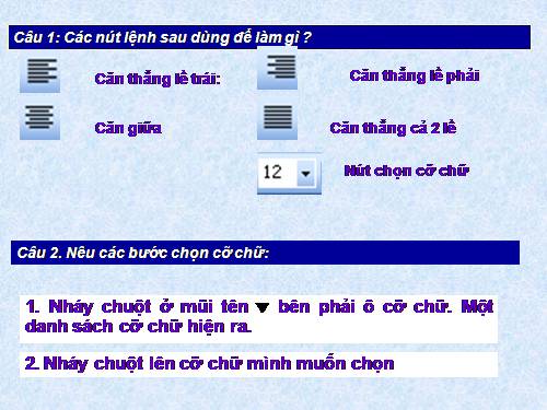 Chương V. Bài 3. Cỡ chữ và phông chữ