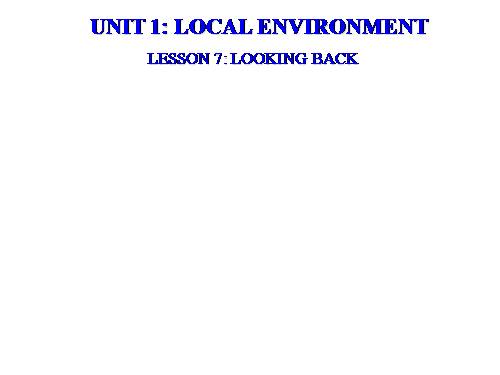 Unit 1. Local environment. Lesson 7. Looking back and project