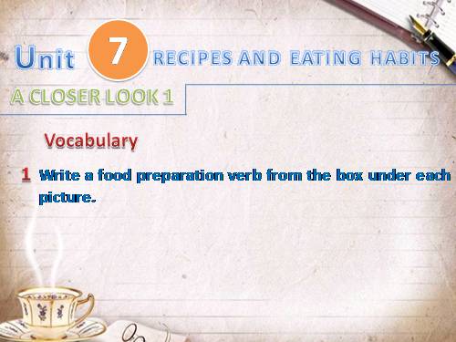 Unit 7. Recipes and eating habits. Lesson 7. Looking back and project