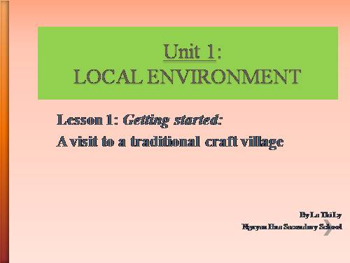 Unit 1. Local environment. Lesson 1. Getting started