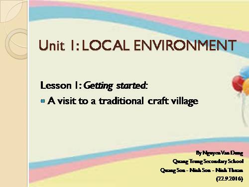 Unit 1. Local environment. Lesson 1. Getting started