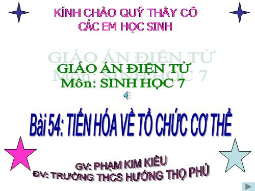 Bài 54. Tiến hoá về tổ chức cơ thể