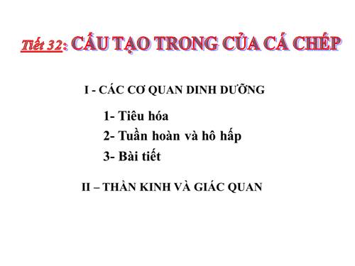 Bài 33. Cấu tạo trong của cá chép