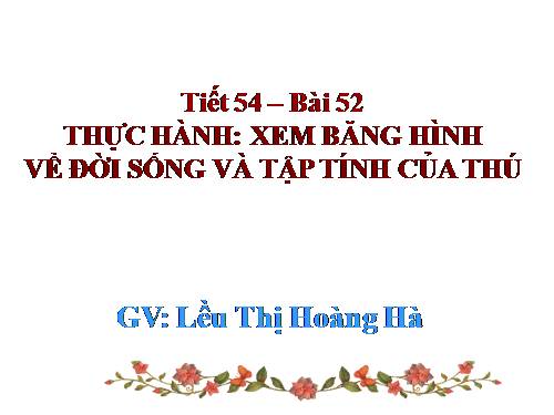 Bài 52. Thực hành: Xem băng hình về đời sống và tập tính của Thú