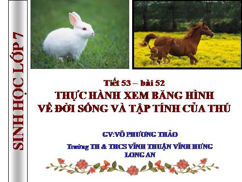 Bài 52. Thực hành: Xem băng hình về đời sống và tập tính của Thú