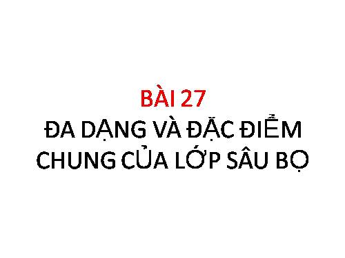 Bài 27. Đa dạng và đặc điểm chung của lớp Sâu bọ