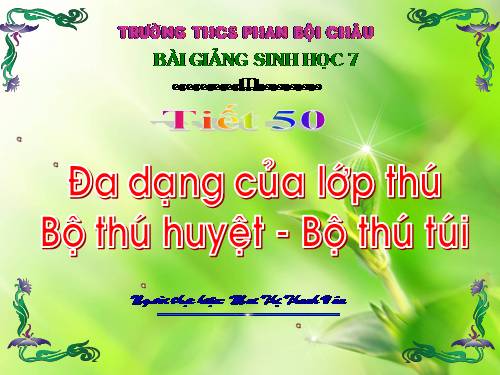 Bài 48. Đa dạng của lớp Thú: Bộ Thú huyệt, bộ Thú túi