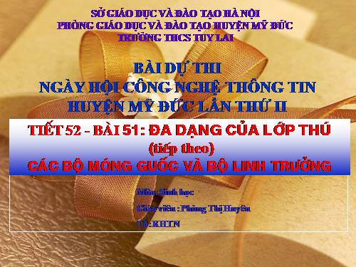 Bài 51. Đa dạng của lớp Thú: Các bộ Móng guốc và bộ Linh trưởng