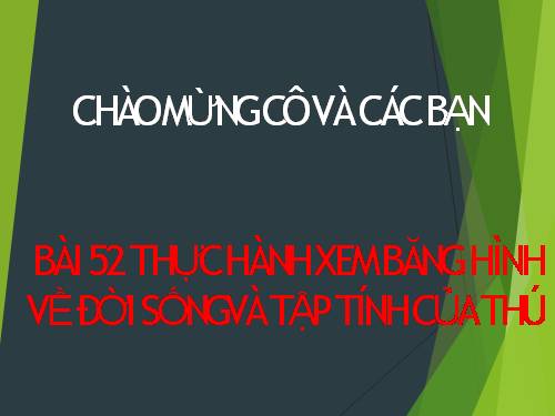 Bài 52. Thực hành: Xem băng hình về đời sống và tập tính của Thú