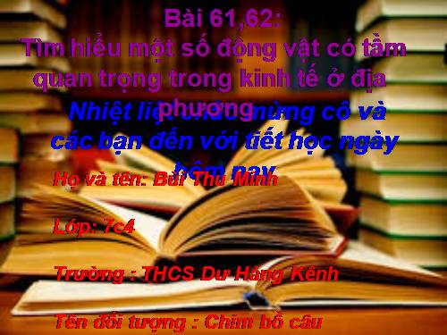 Bài 62. Tìm hiểu một số động vật có tầm quan trọng trong kinh tế ở địa phương