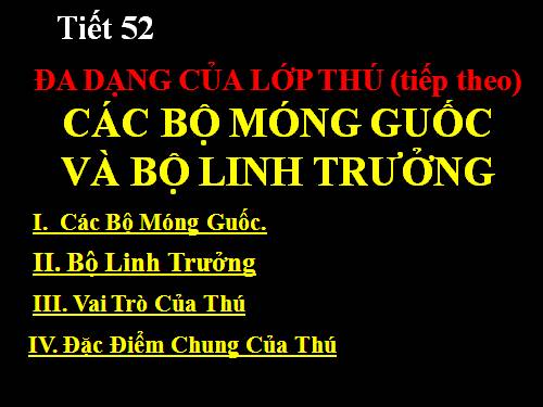 Bài 51. Đa dạng của lớp Thú: Các bộ Móng guốc và bộ Linh trưởng