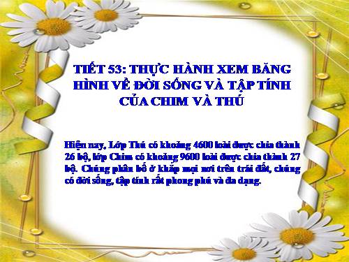 Bài 52. Thực hành: Xem băng hình về đời sống và tập tính của Thú