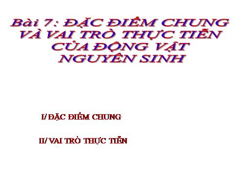 Bài 7. Đặc điểm chung và vai trò thực tiễn của Động vật nguyên sinh