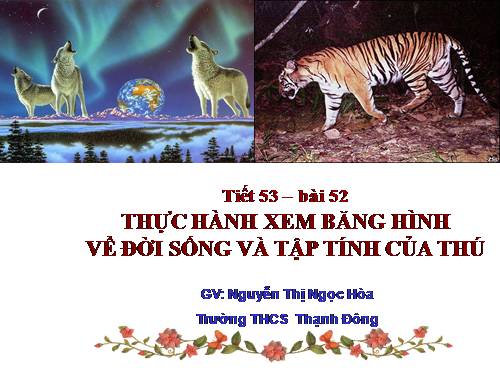 Bài 52. Thực hành: Xem băng hình về đời sống và tập tính của Thú