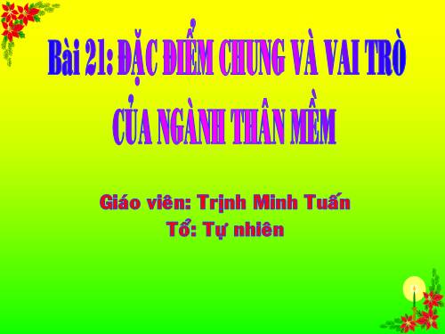 Bài 21. Đặc điểm chung và vai trò của ngành Thân mềm