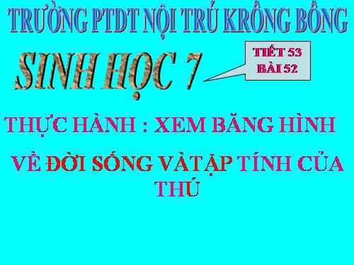 Bài 52. Thực hành: Xem băng hình về đời sống và tập tính của Thú