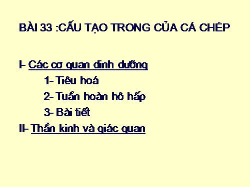 Bài 33. Cấu tạo trong của cá chép