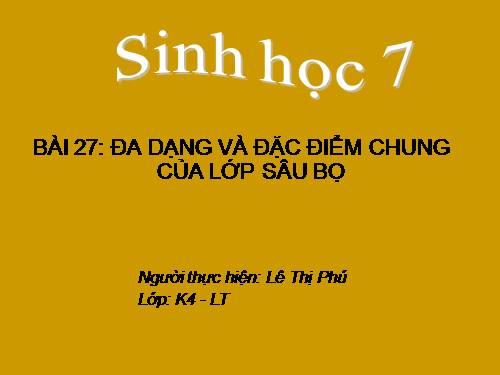 Bài 27. Đa dạng và đặc điểm chung của lớp Sâu bọ