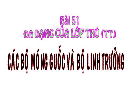 Bài 51. Đa dạng của lớp Thú: Các bộ Móng guốc và bộ Linh trưởng