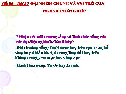 Bài 29. Đặc điểm chung và vai trò của ngành Chân khớp