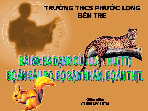 Bài 50. Đa dạng của lớp Thú: Bộ Ăn sâu bọ, bộ Gặm nhấm, bộ Ăn thịt