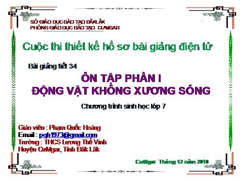 Bài 30. Ôn tập phần I - Động vật không xương sống