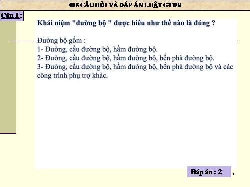 GD CD: STGT hỏi đáp về Luật GT.