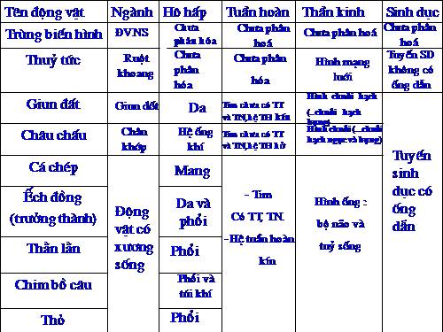 Bài 54. Tiến hoá về tổ chức cơ thể
