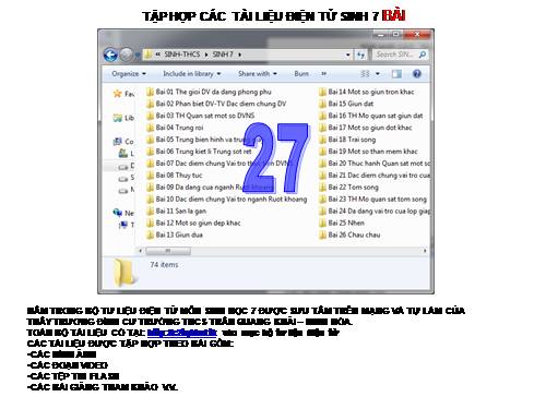 TẬP HỢP TƯ LIỆU SINH 7 BÀI 27 phần 1/3