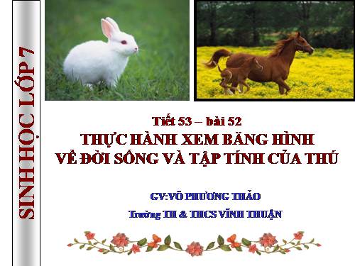 Bài 52. Thực hành: Xem băng hình về đời sống và tập tính của Thú