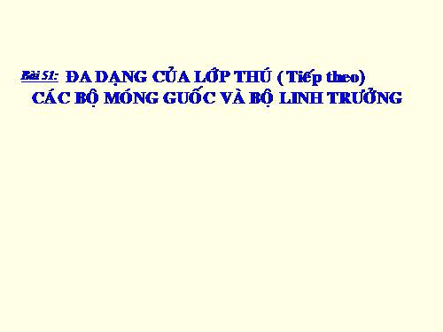 Bài 51. Đa dạng của lớp Thú: Các bộ Móng guốc và bộ Linh trưởng