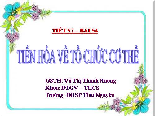 Bài 54. Tiến hoá về tổ chức cơ thể