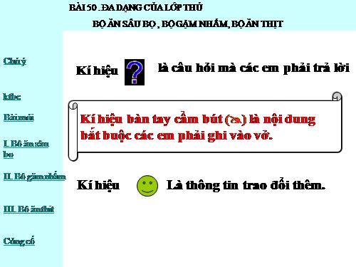 Bài 50. Đa dạng của lớp Thú: Bộ Ăn sâu bọ, bộ Gặm nhấm, bộ Ăn thịt