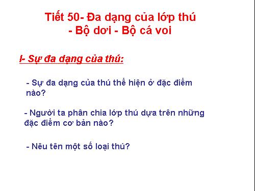 Bài 49. Đa dạng của lớp Thú: Bộ Dơi và bộ Cá voi