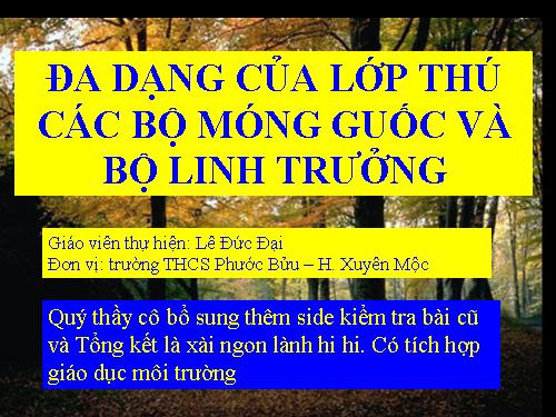 Bài 51. Đa dạng của lớp Thú: Các bộ Móng guốc và bộ Linh trưởng