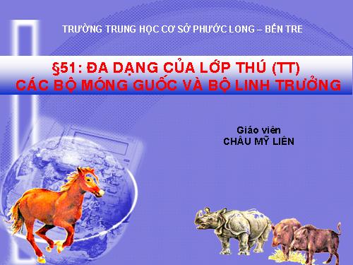 Bài 51. Đa dạng của lớp Thú: Các bộ Móng guốc và bộ Linh trưởng